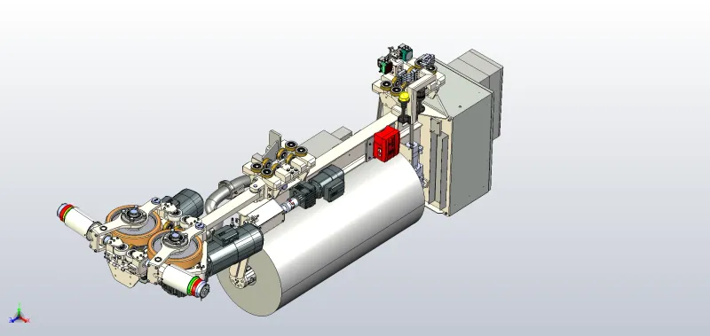 Overhanging conveyor – Material rolls – Rendering